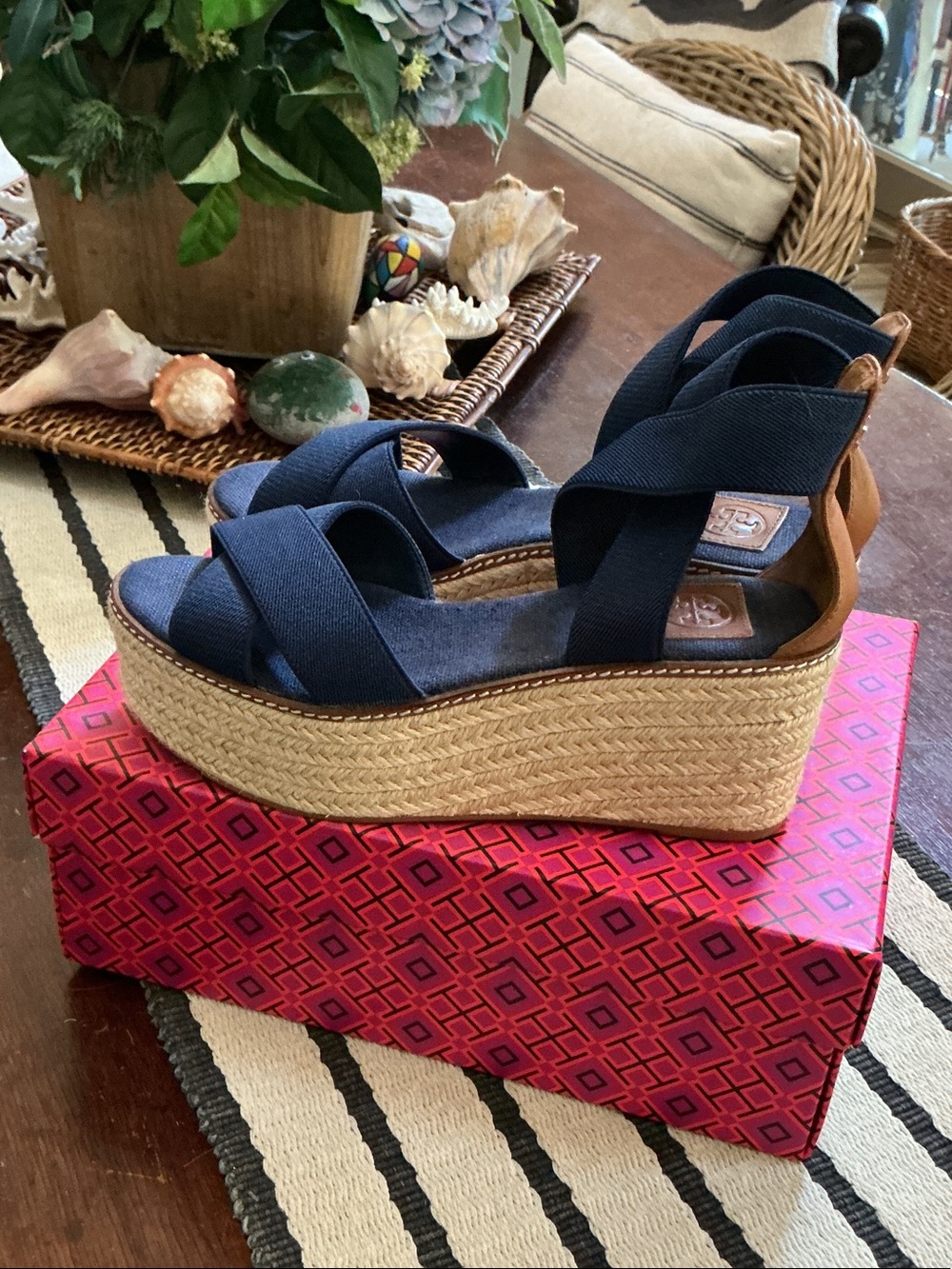 TORY BURCH Frieda Espadrille Wedges Size 7.5